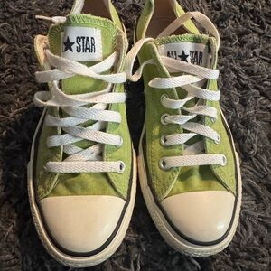 Converse Low-Top Sneakers in Lime Green and White